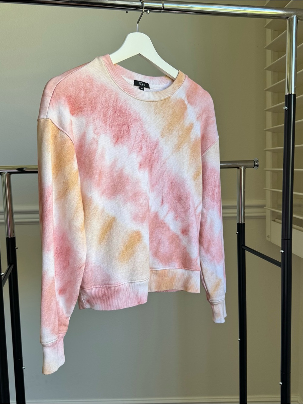 Rails Ramona Sunset Tie-Dye Terry Knit Sweatshirt Peach/Pink Cotton XS pre-owned